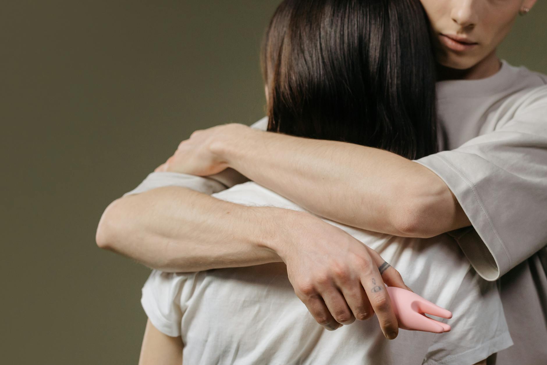 A couple embracing intimately, highlighting connection and comfort at any age.